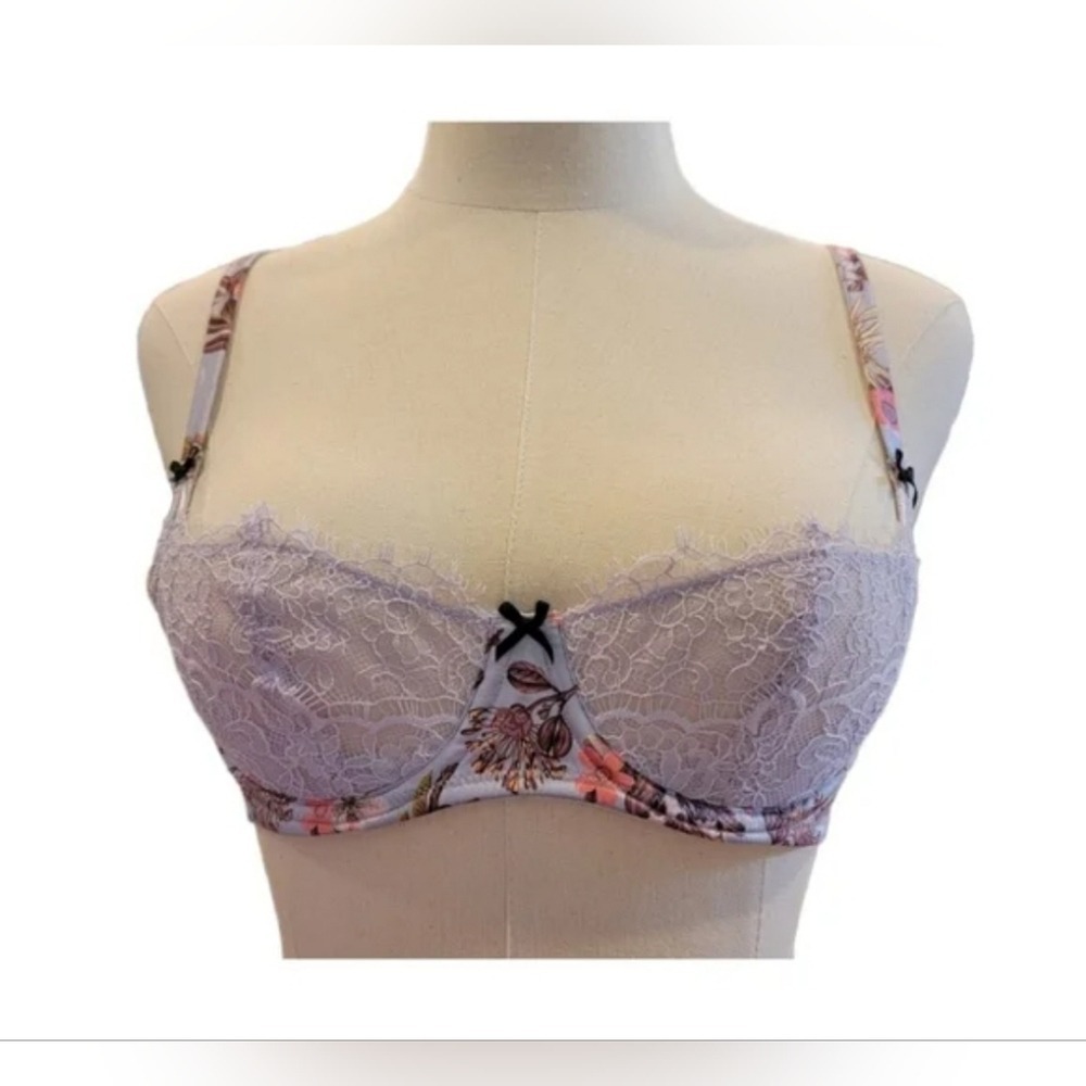 VICTORIA'S SECRET floral‎ dream angels push up without padding bra 32DD
